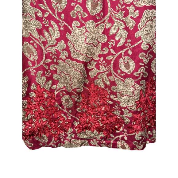 Soft Surroundings Velvet Burnout Tunic Blouse Red floral Scroll Med Asian - Picture 5 of 8